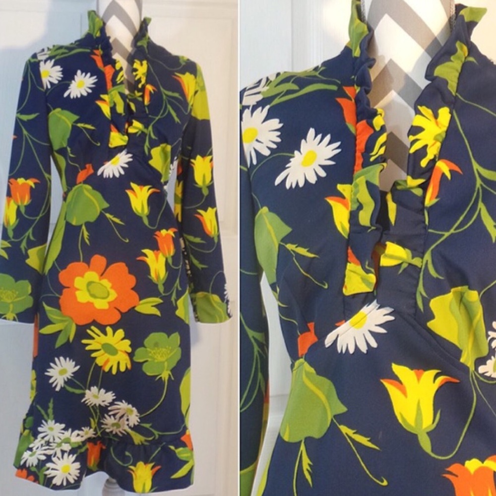 Ruffled Vintage Dress, Perfect Condition